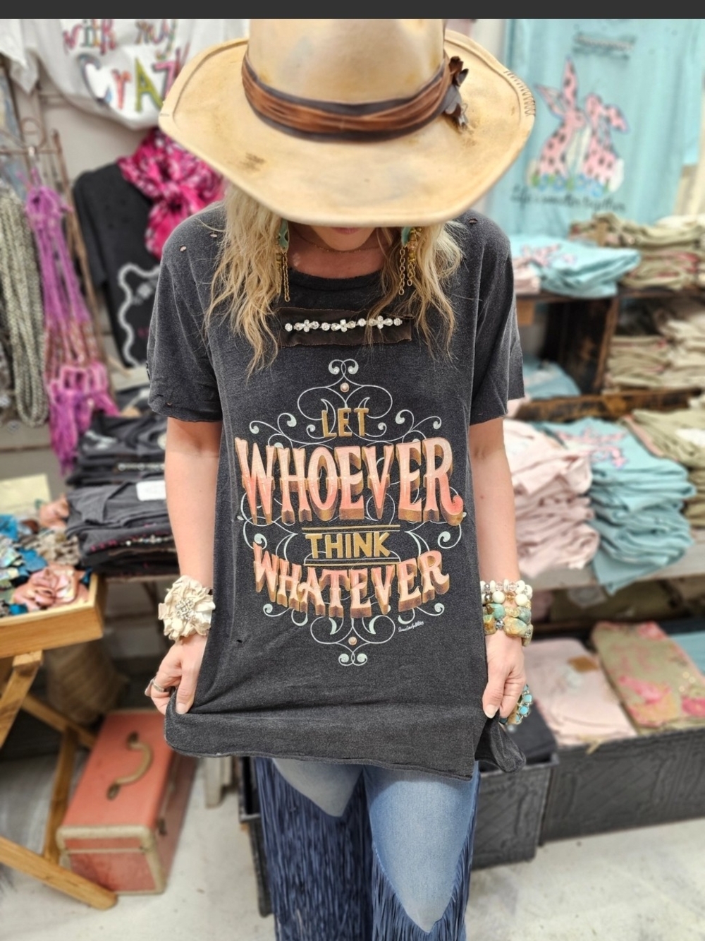 NEW A Rare Bird "Let Whoever Think Whatever" Tattered Tee